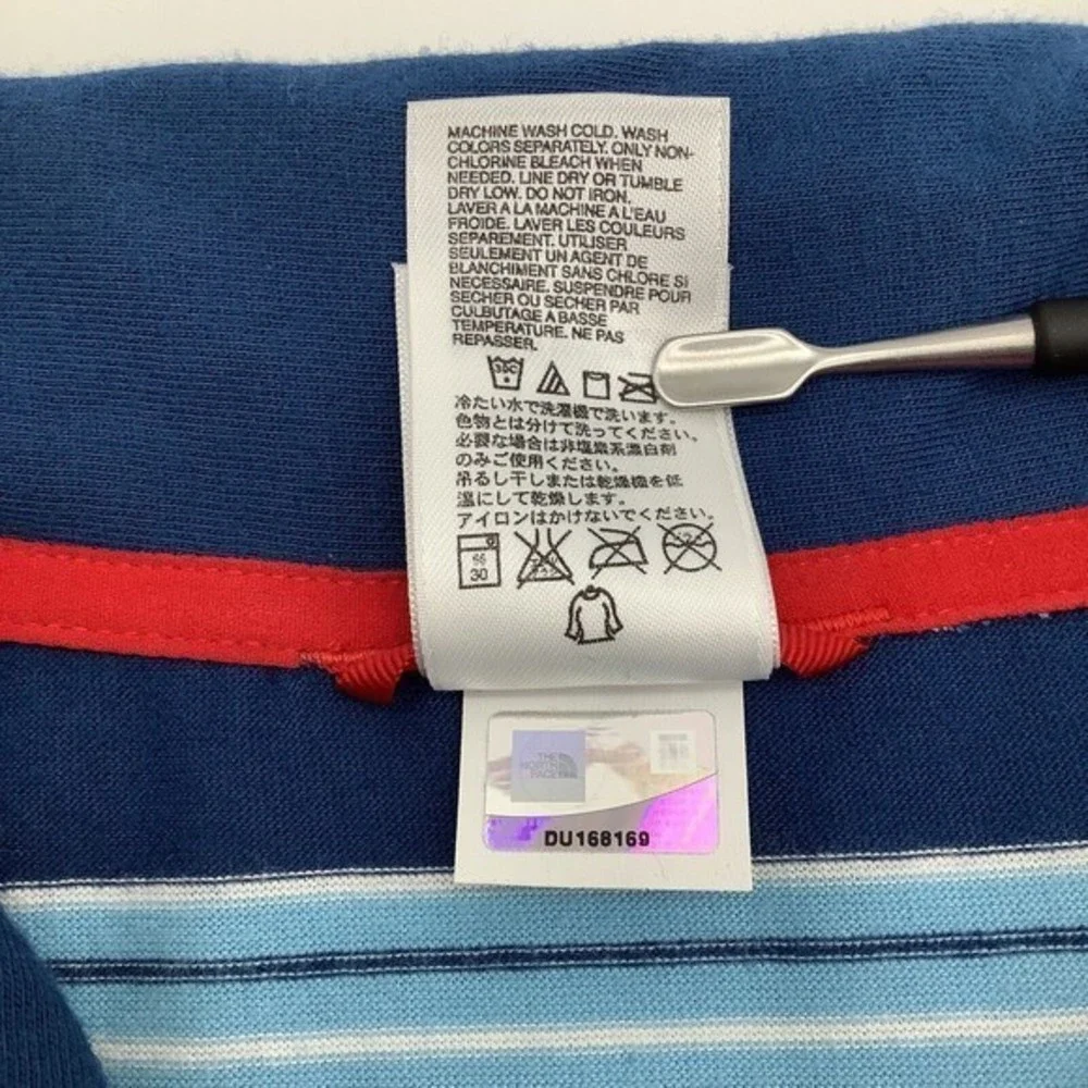 The North Face Mens Short Sleeve Polo Shirt Blue Striped Size‎ XL